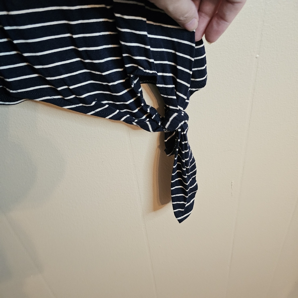 Altar'd State Navy Blue And White Striped Side Tie Tank Top - Picture 3 of 5